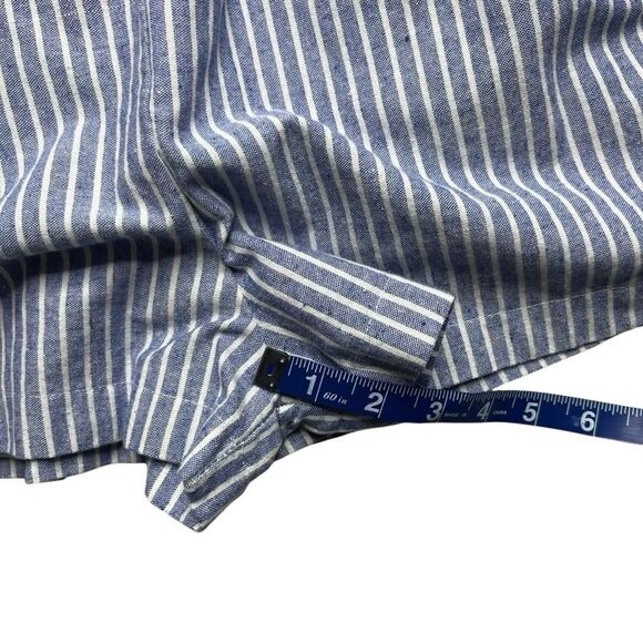 PURPLE SNOW Women's White Blue Striped Linen Blend Romper Size Large NWOT - Picture 8 of 8
